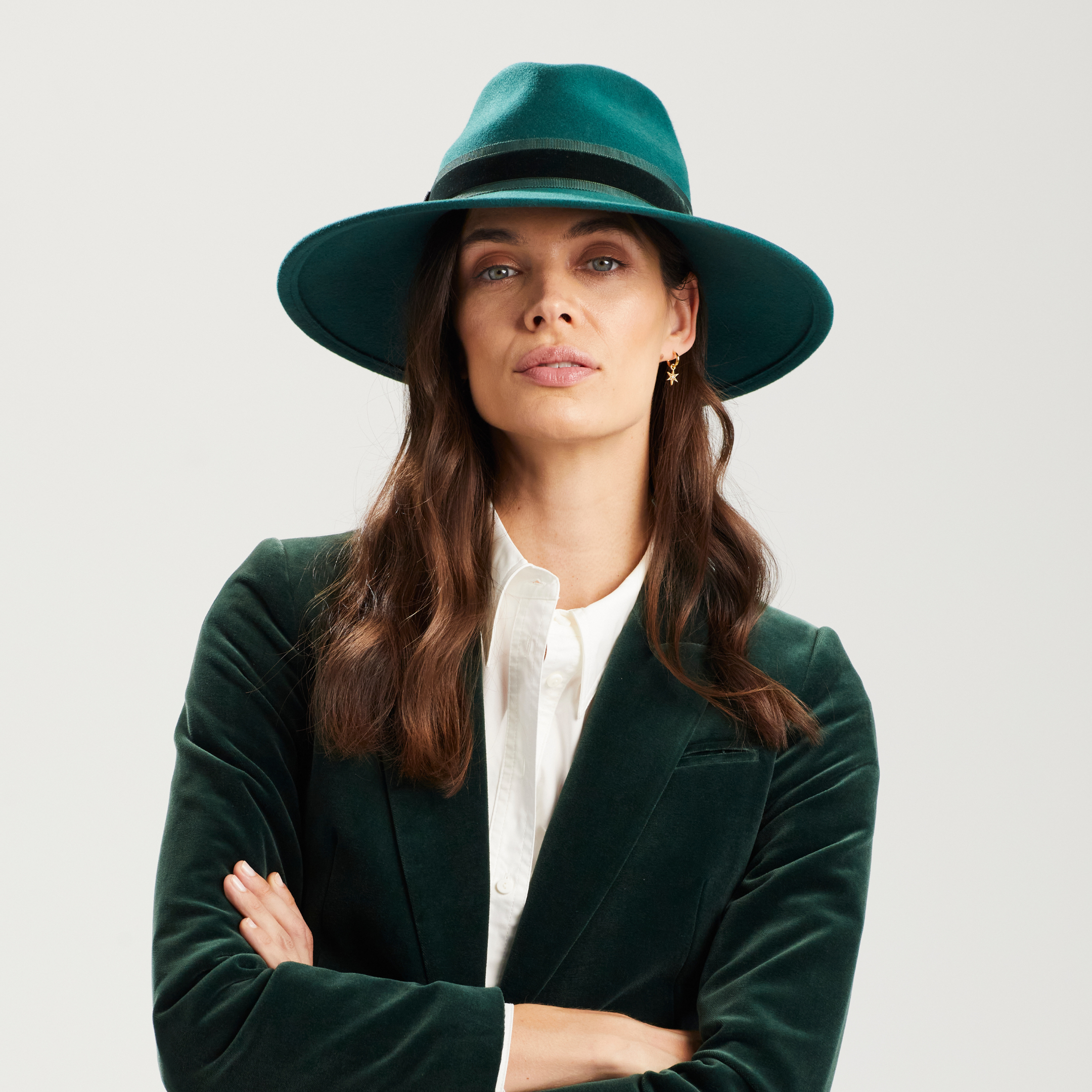Free People Cosmic Round top Wool Felt Fedora with Celestial Medium Custom Celestial Suncatcher Fedora: Rainbow Prism Festival  main image 3
