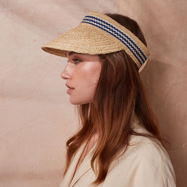 Raffia Visor - Blue Wave – Jess Collett Milliner