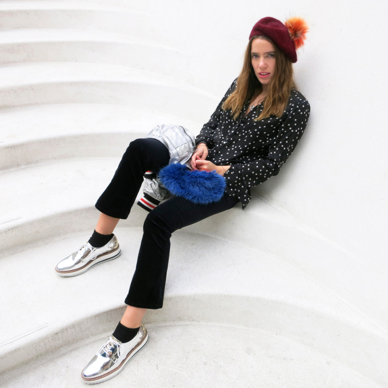 She wore a raspberry beret... or a blue, navy or burgundy one...