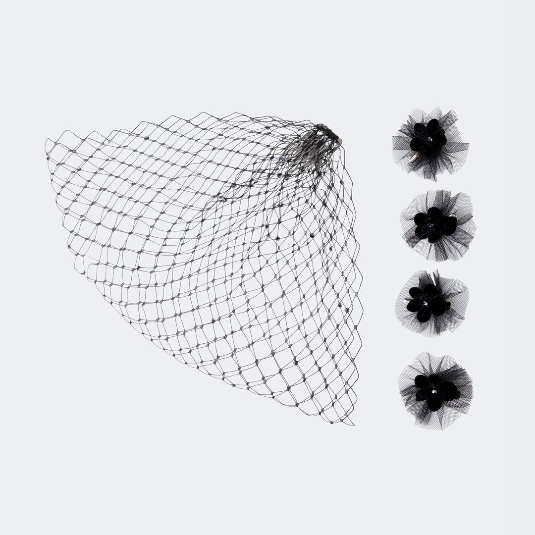The Birdcage Veil - Silk Flowers