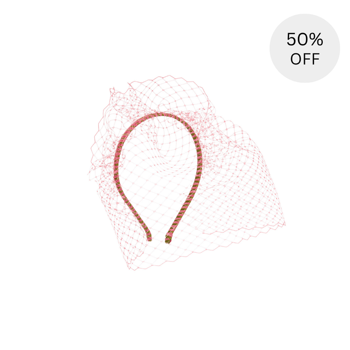 SALE | Candy Cane Veiled Hairband - Green/Pink