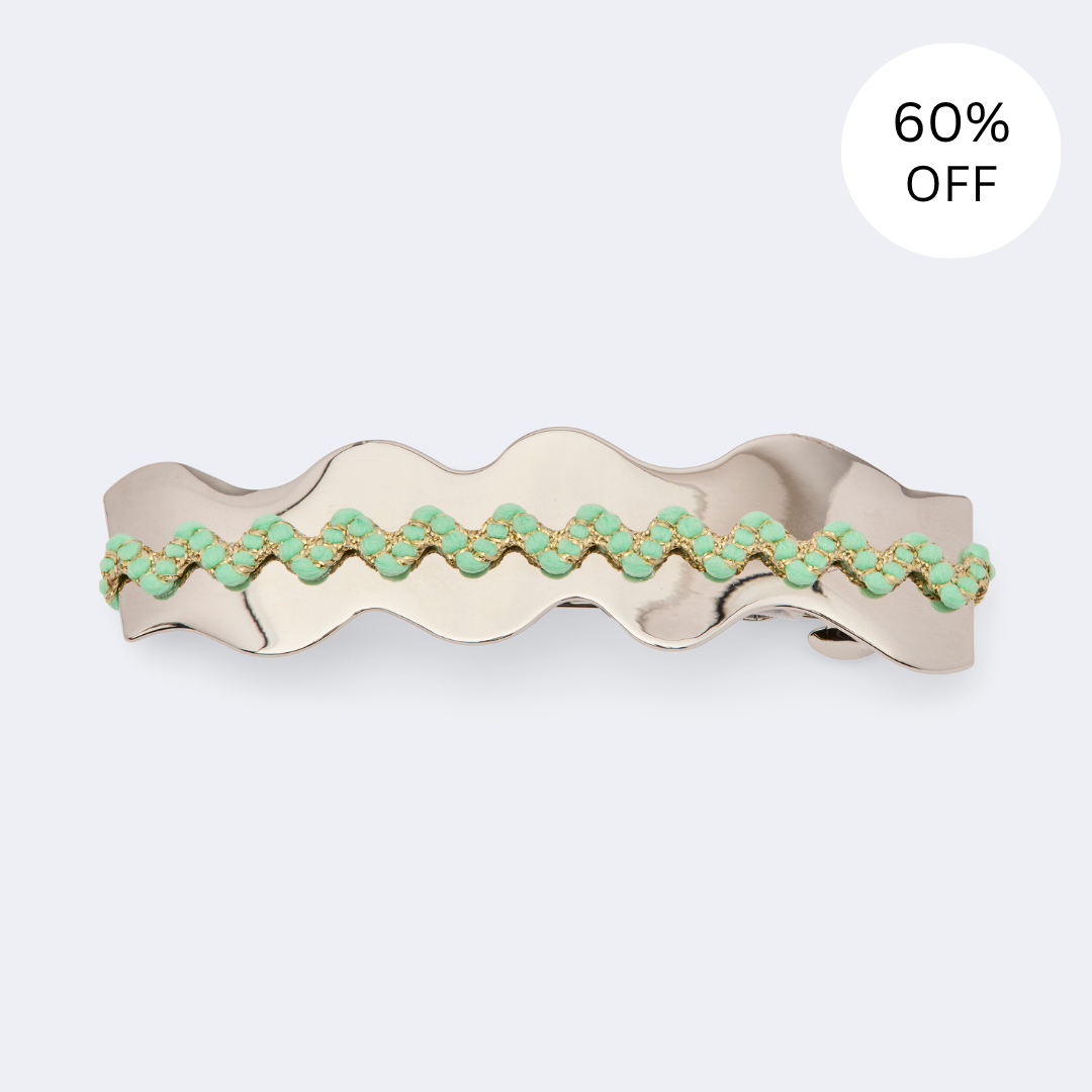 SALE | Wave Barrette - Silver/Teal