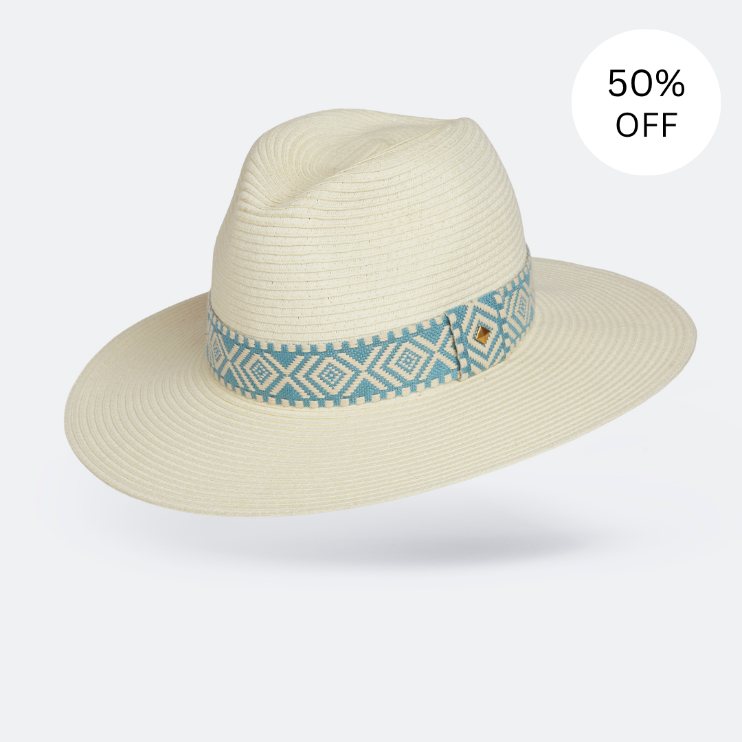 SALE | Ivory World Traveller - Light Blue Geometric [Medium 57cm]