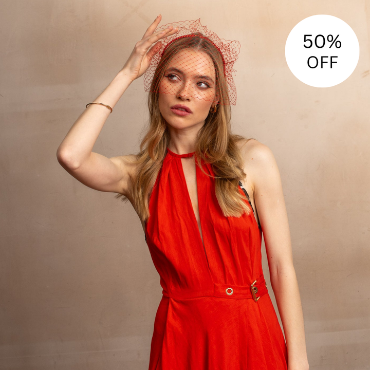 SALE | Candy Cane Veiled Hairband - Pink/Orange