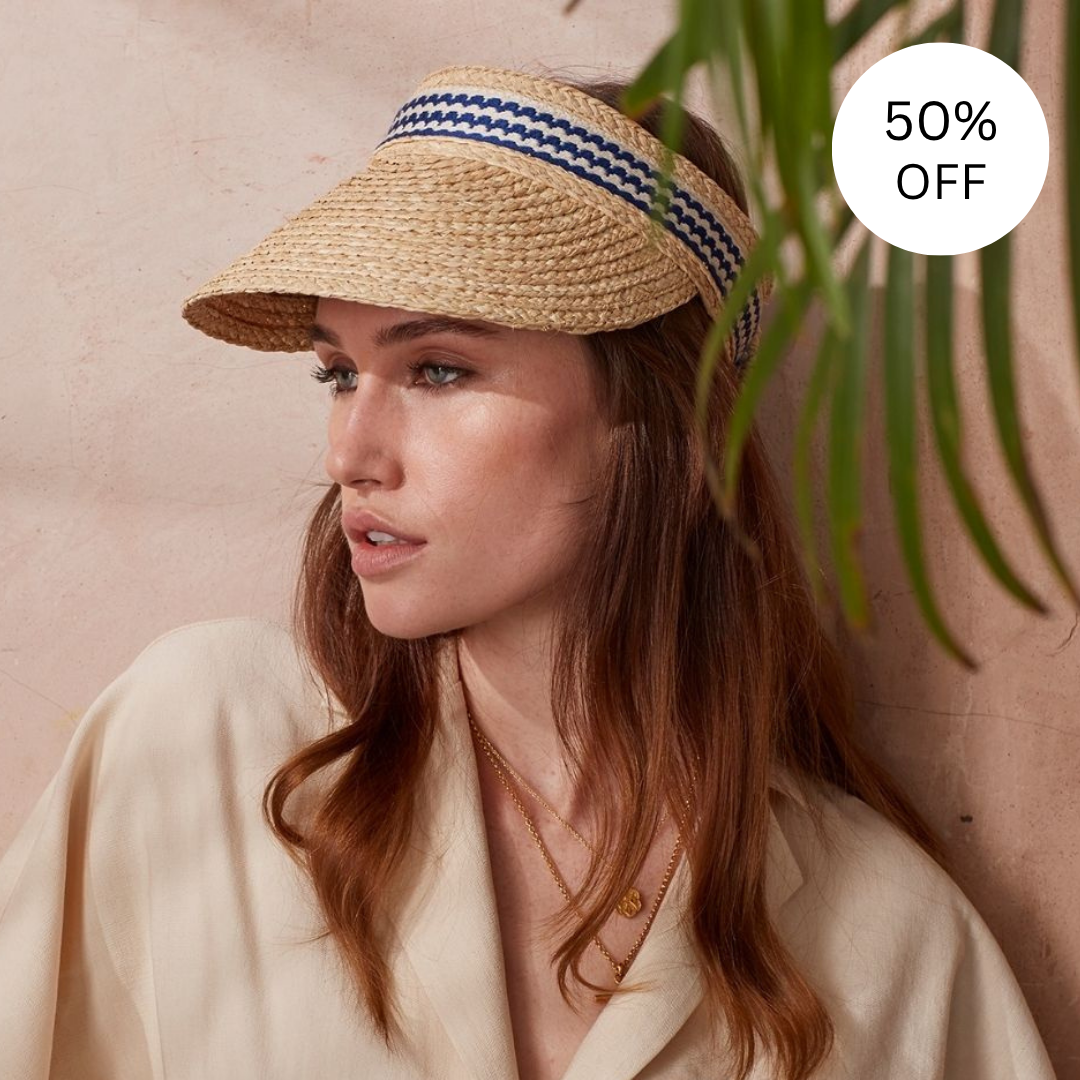 SALE | Raffia Visor - Blue Wave [Small 55cm]