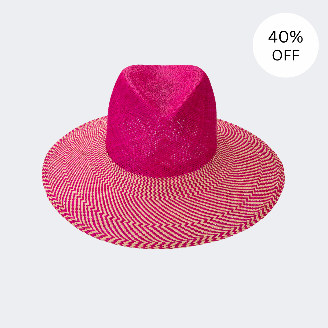 SALE | Toquilla Fedora - Pink/White [Small 55cm]