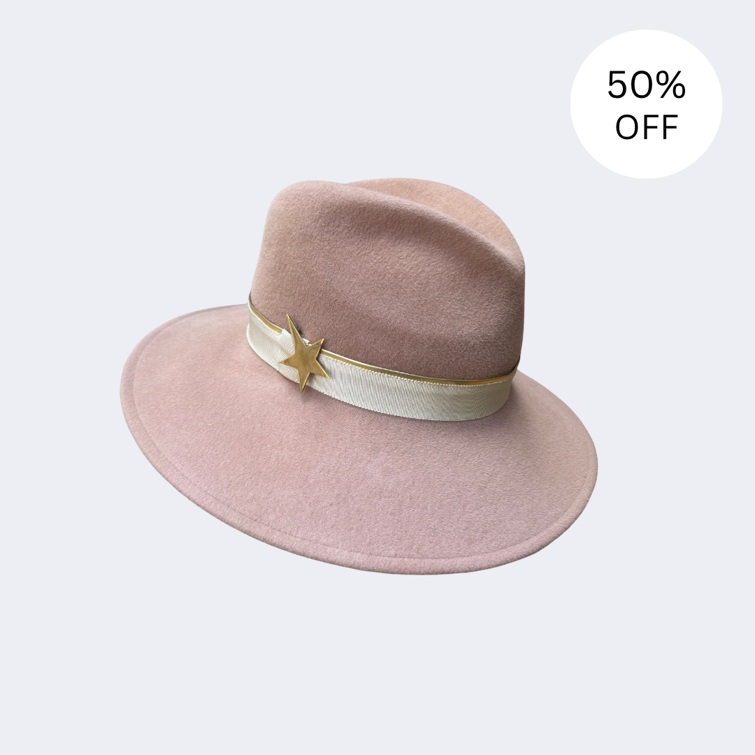SALE | Phoenix Fedora - Putty with Star Pin [Large 59cm]