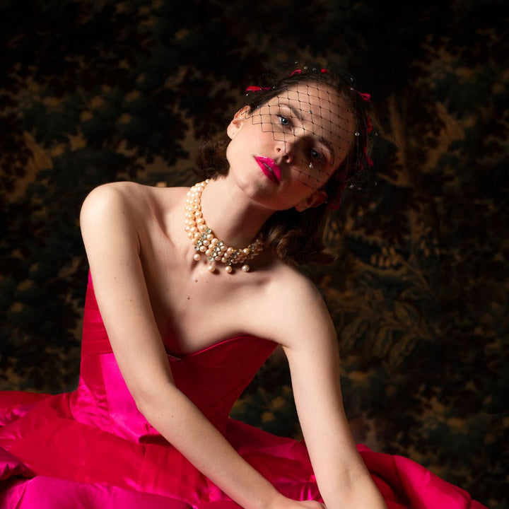 Birdcage Veil - Black/Pink