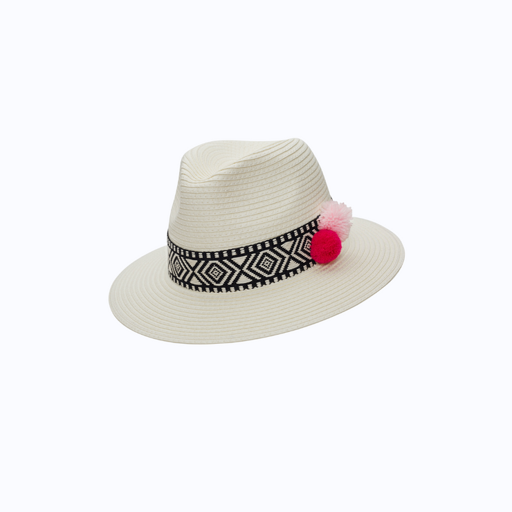 Ivory World Traveller - Black Geometric with Pompoms