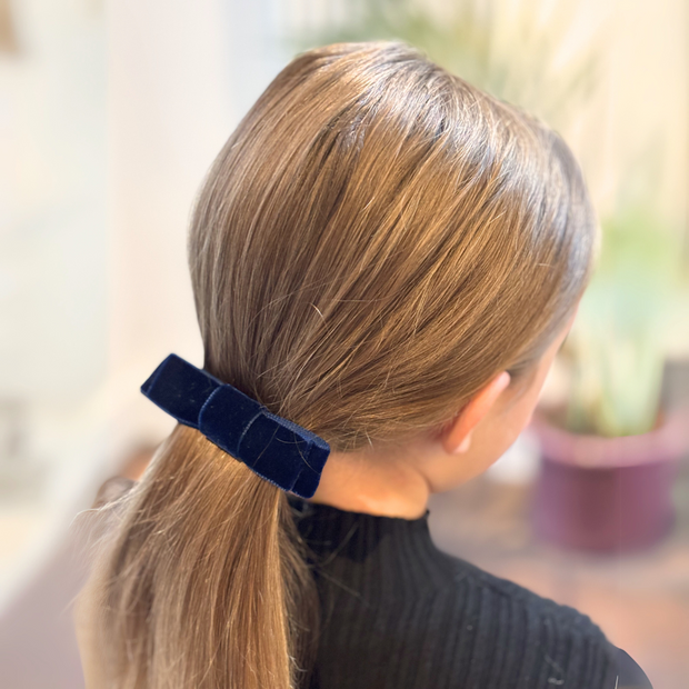 Children's Velvet Bow - Navy