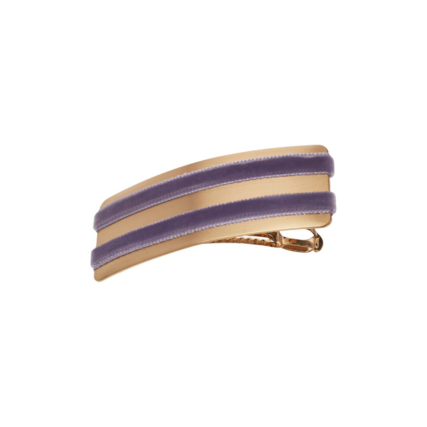 Double Velvet Barrette Hair Clip - Lilac