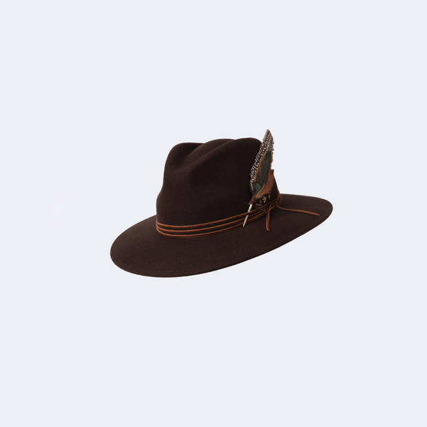 Montana Trilby - Chocolate 'Rockabilly' with Feather