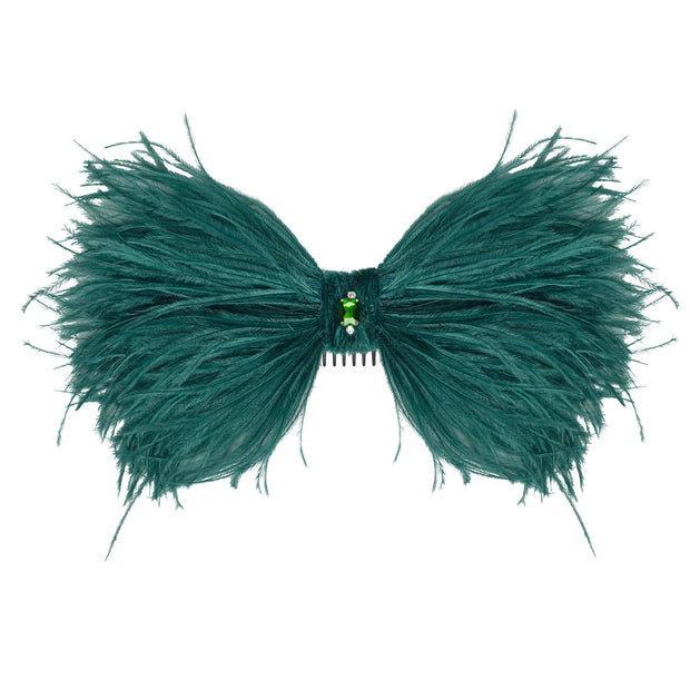Phoebe Feather Bow - Evergreen