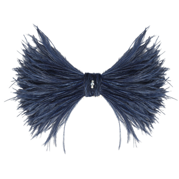 Phoebe Feather Bow - Navy