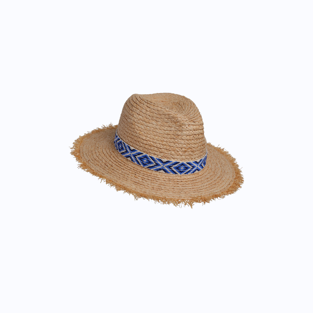 Raffia World Traveller - Navy Beaded Pendeza
