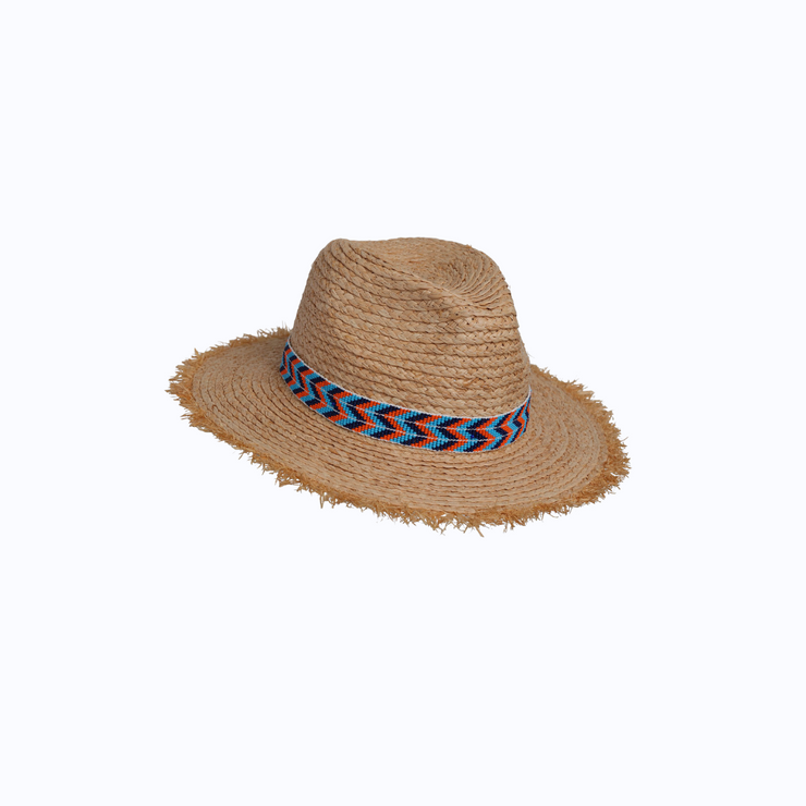 Raffia World Traveller - Orange/Blue Beaded Pendeza