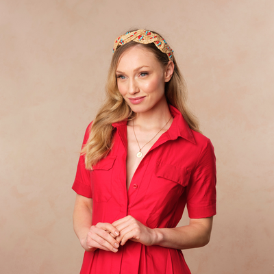 Coral Raffia Hairband
