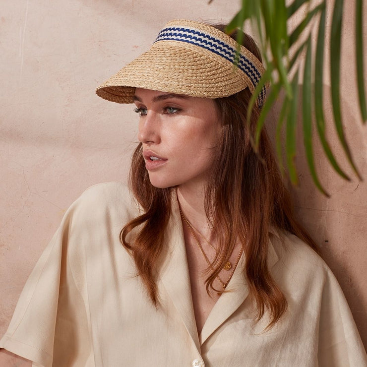 Raffia Visor - Blue Wave