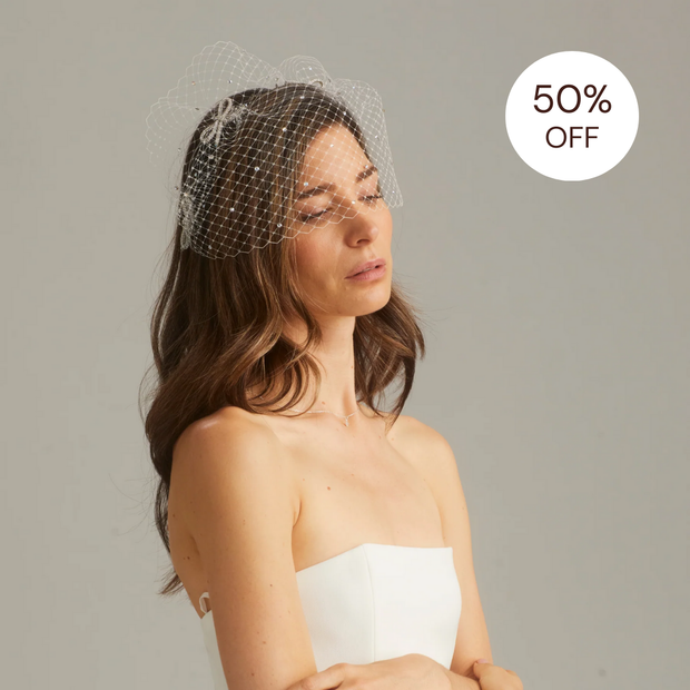 SALE | Birdcage Veil - White/Silver
