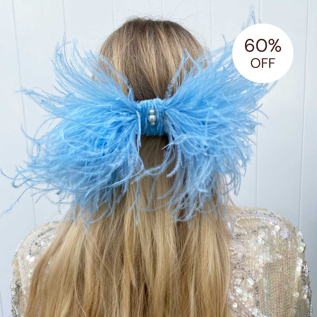 SALE | Phoebe Feather Bow - Baby Blue