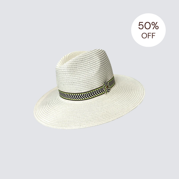 SALE | Wide Brim Ivory World Traveller - Neon Lime [Extra Large]