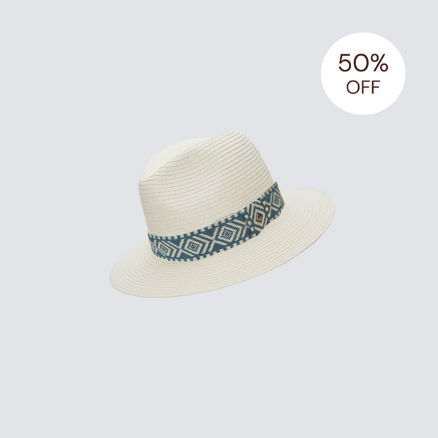 SALE | Ivory World Traveller - Blue Geometric [Small]