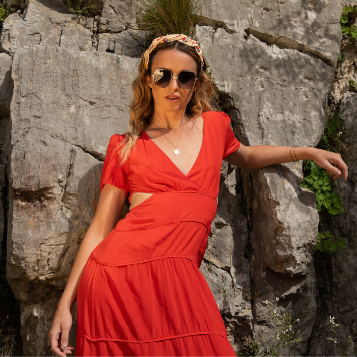 Coral Raffia Hairband