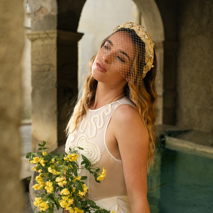 Pearl Raffia Hairband Hire