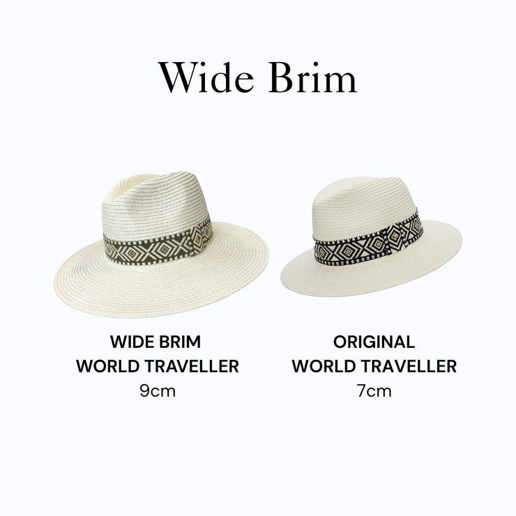 Wide Brim Ivory World Traveller - Sea Green Aztec