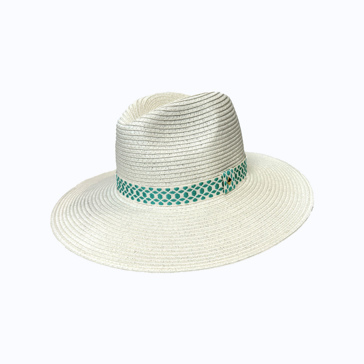 Wide Brim Ivory World Traveller - Sea Green Aztec
