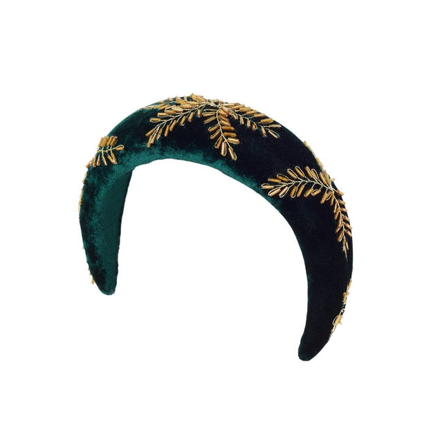 Mazzy Hairband - Forest Green & Gold