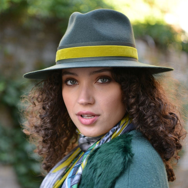 The Golborne Trilby - Racing Green with Moss Velvet Band