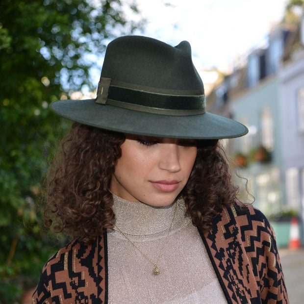 The Golborne Trilby - Racing Green with Forest Velvet Band