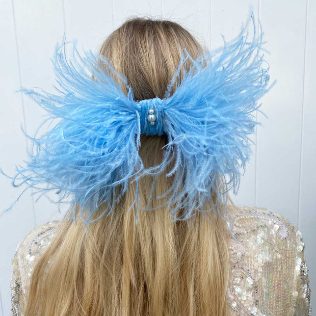Phoebe Feather Bow - Baby Blue