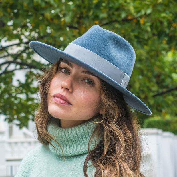 The Hometown Trilby - Petrol blue with plain band