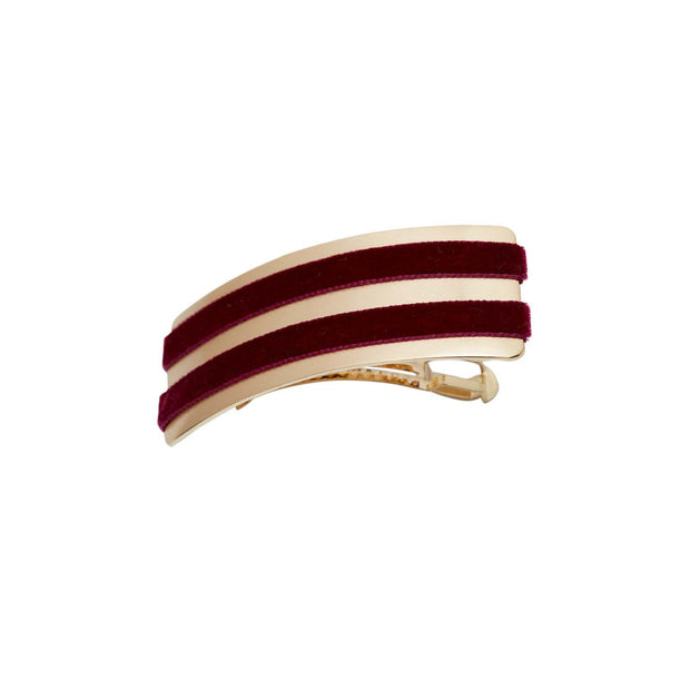 Double Velvet Barrette Hairclip - Wine