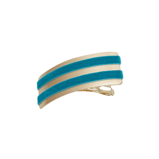 Double Velvet Barrette Hairclip - Turquoise