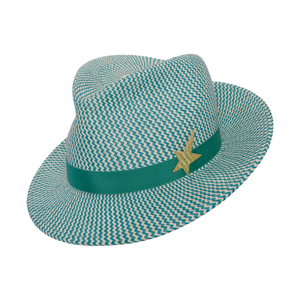 The Jackson Panama Trilby - Aqua Zigzag