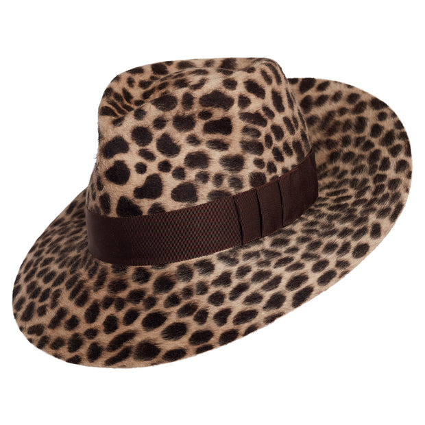 The Brigitte Trilby - Leopard - Brown Band