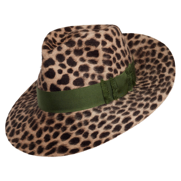 The Brigitte Trilby - Leopard - Green Band