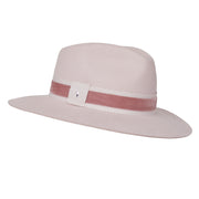 The Golborne Trilby - Coconut with Antique Pink Velvet Band