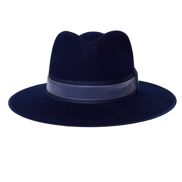 The Golborne Trilby - Navy with Pewter Velvet Band