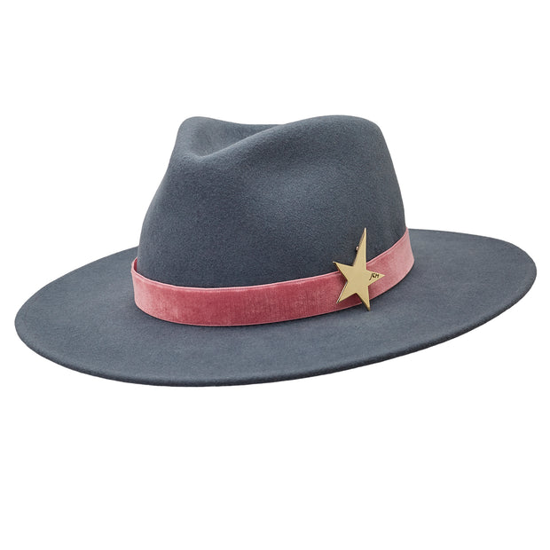 The Hometown Trilby - Petrol blue with velvet band