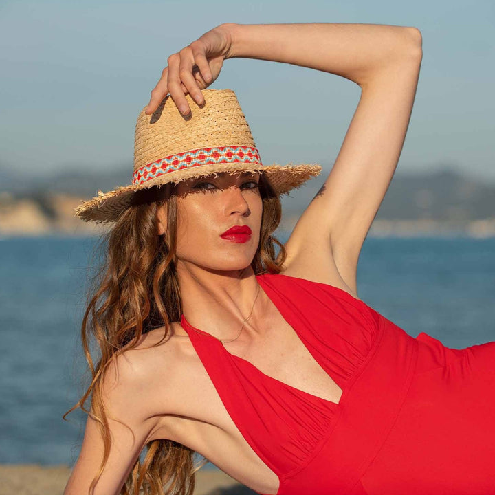 Raffia World Traveller - Red Beaded Pendeza