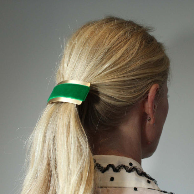 Velvet Barrette Hairclip - Emerald Green