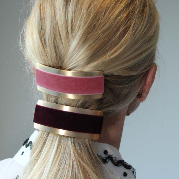 Velvet Barrette Hairclip - Wine