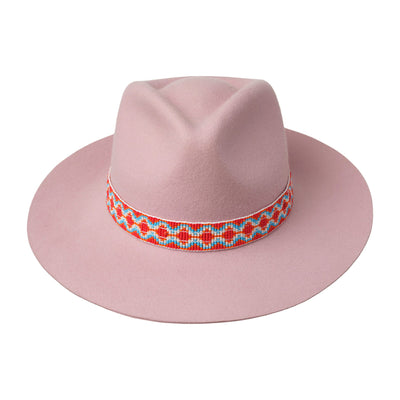 The Pendeza Collection - Golborne Trilby - Baby Pink with Red/White/Blue Beaded Band        Bands