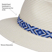 The Pendeza Collection - World Traveller - Ivory with Navy/Blue/White Beaded Band