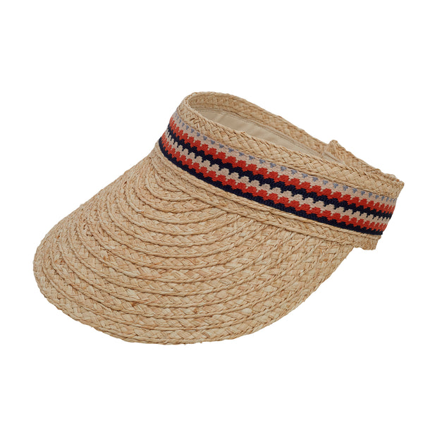 Raffia Visor - Ochre/Navy wave