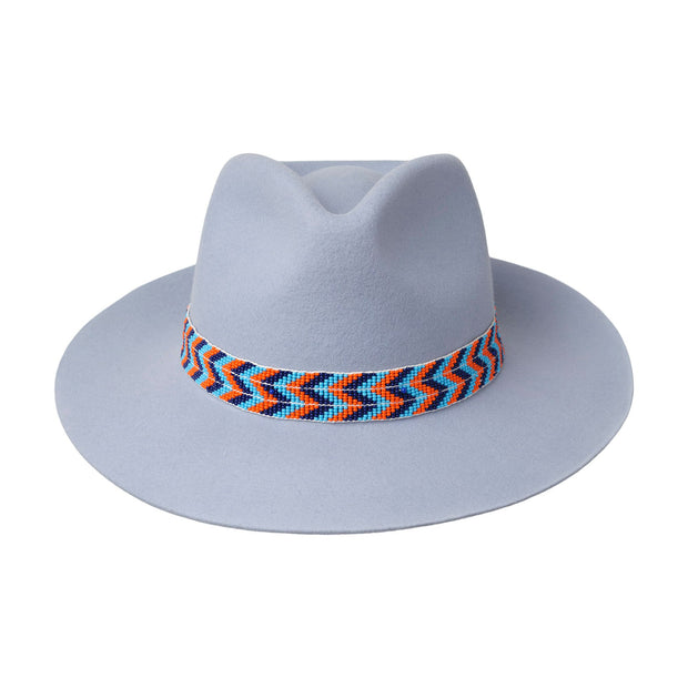 The Pendeza Collection - Golborne Trilby - Baby Blue with Orange/Blue/Navy Beaded Band        Band